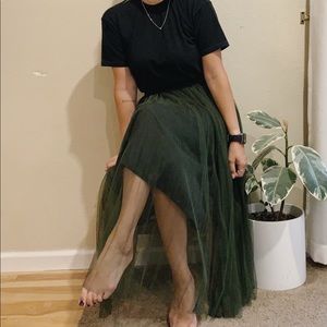 Olive Green Tulle Skirt